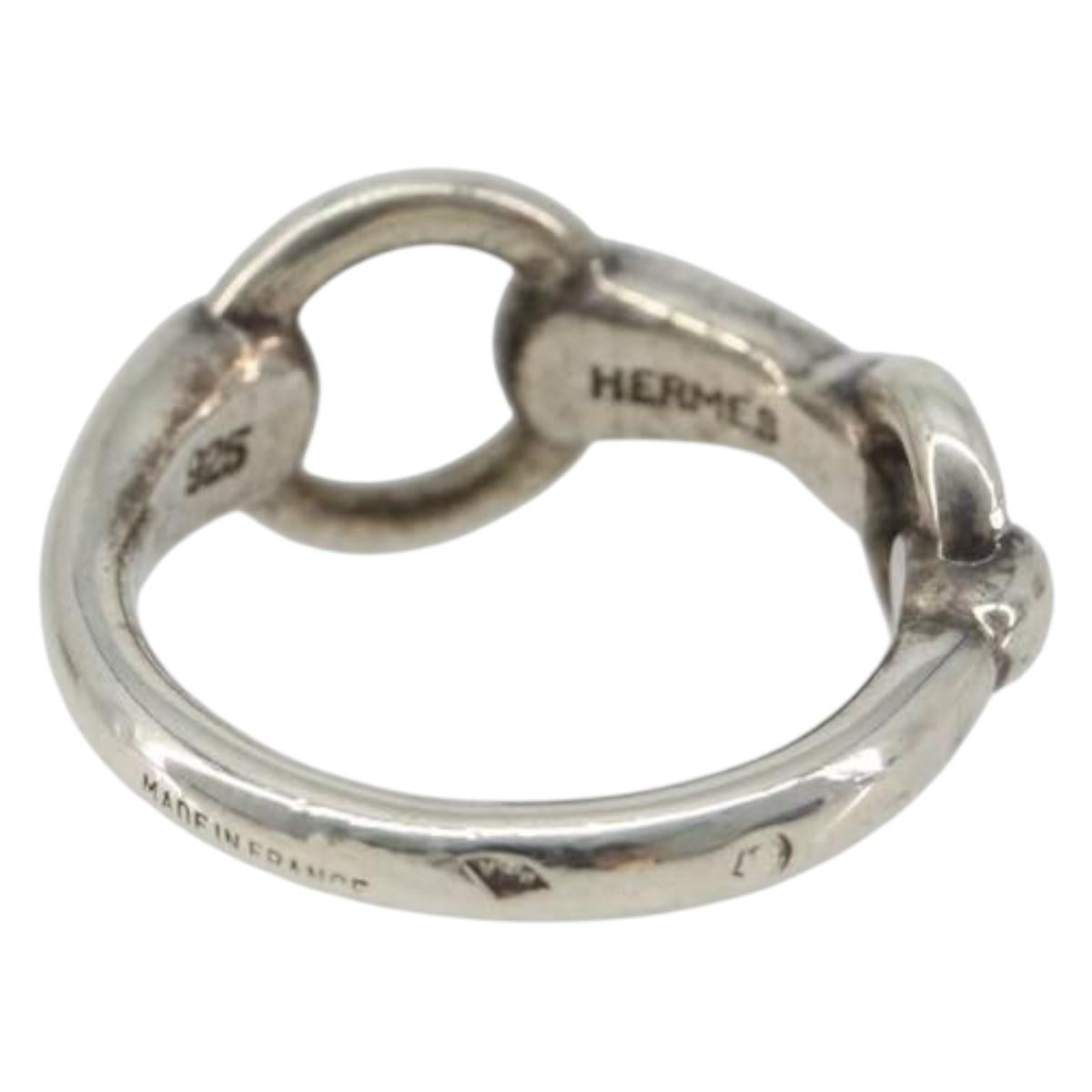 HERMES Horsebit Ring Ag925 Silver Auth 186657M