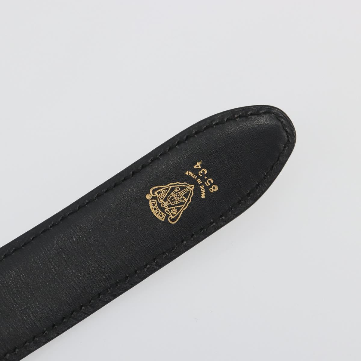 GUCCI Belt Leather 39.4"" Black Gold Auth 186658A