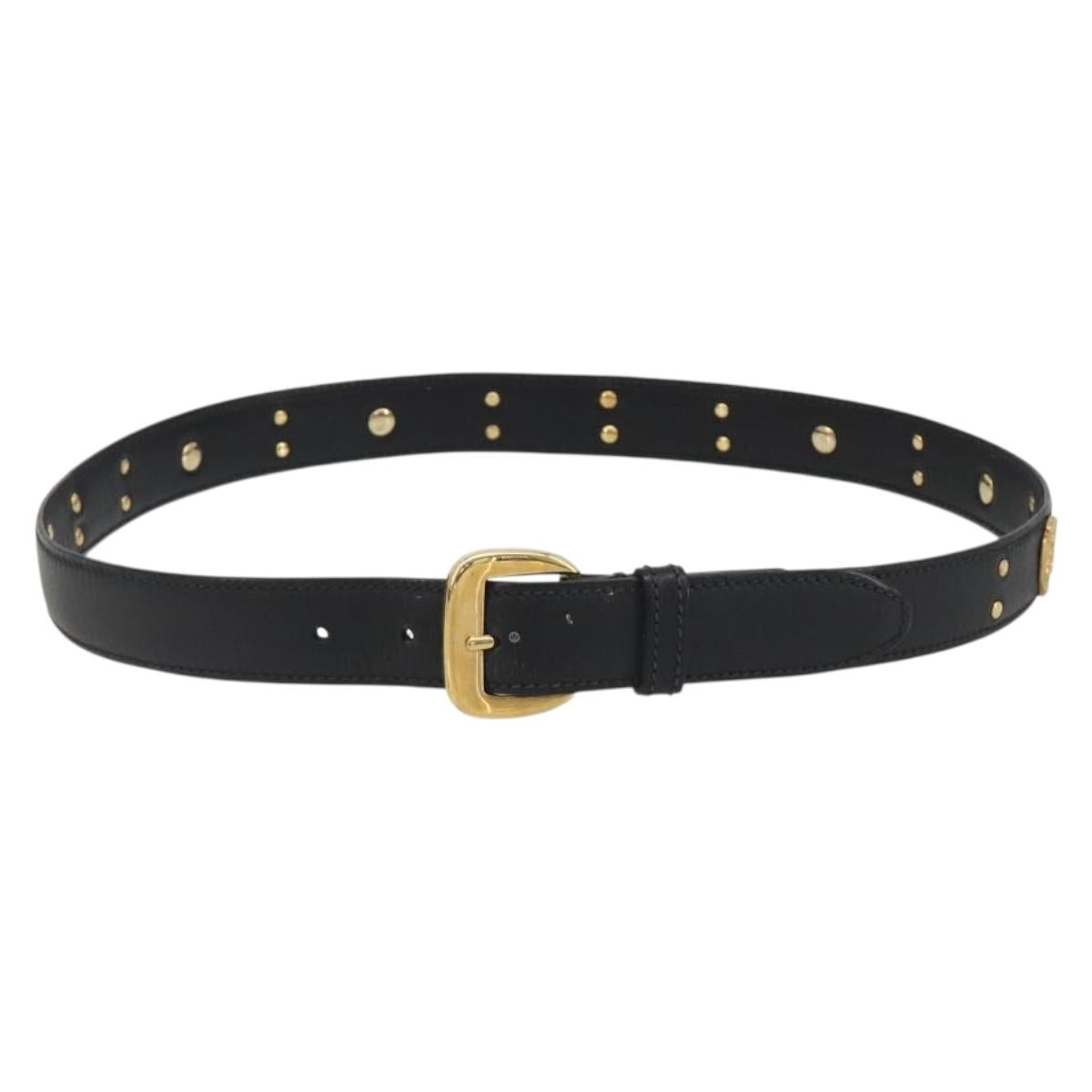 GUCCI Belt Leather 39.4"" Black Gold Auth 186658A