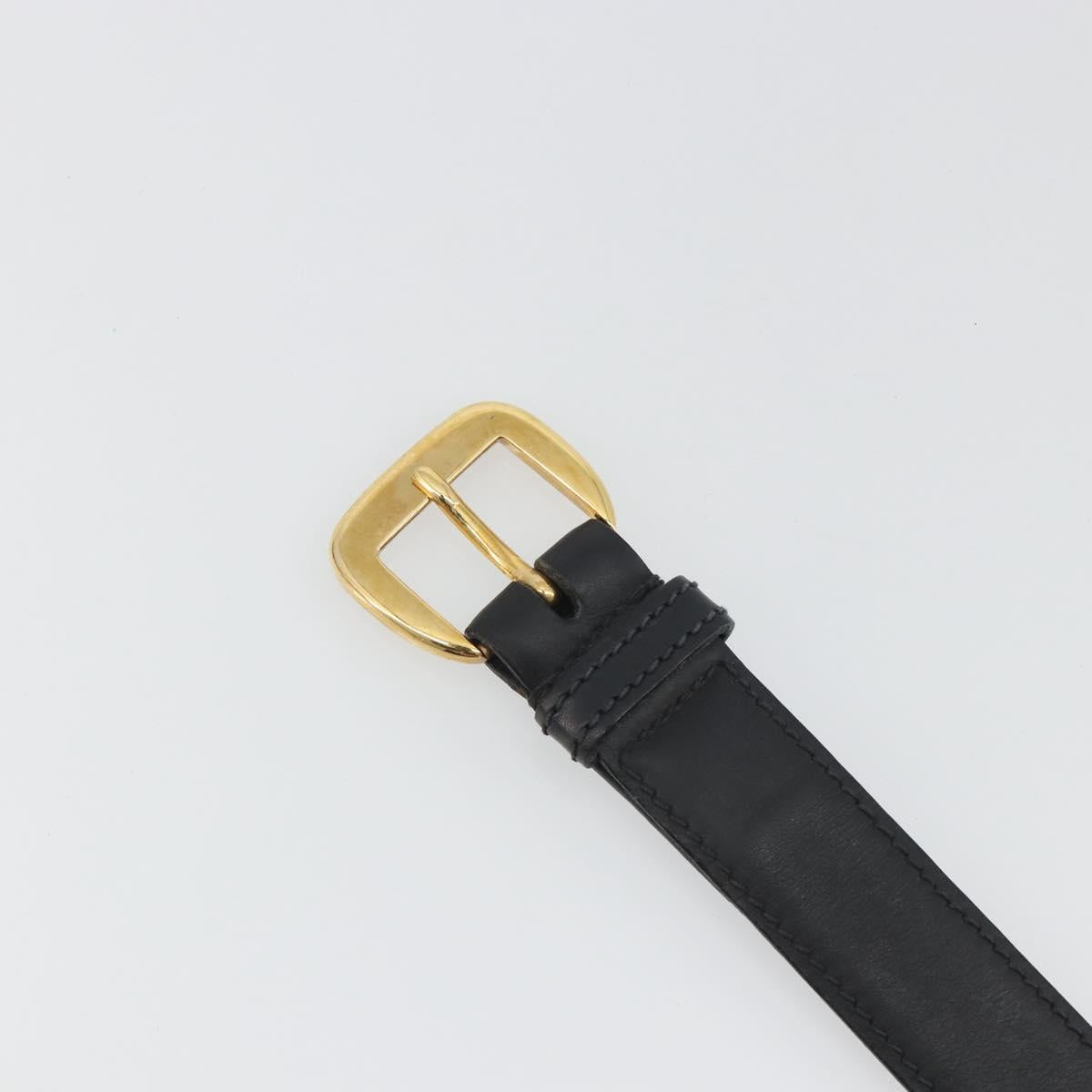 GUCCI Belt Leather 39.4"" Black Gold Auth 186658A