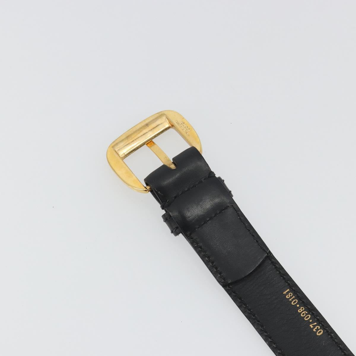 GUCCI Belt Leather 39.4"" Black Gold Auth 186658A