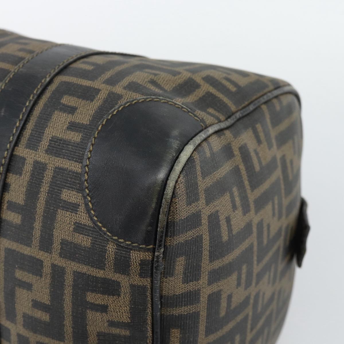 FENDI Zucca Canvas Hand Bag Black Brown Auth 186665