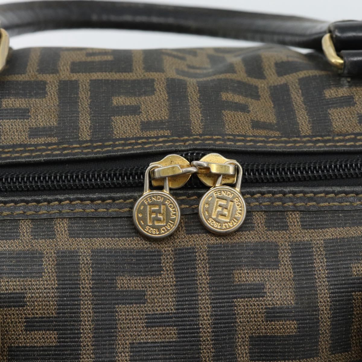 FENDI Zucca Canvas Hand Bag Black Brown Auth 186665