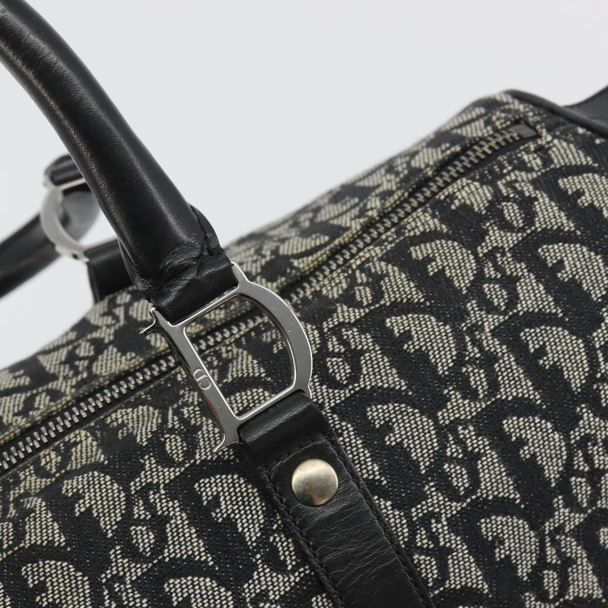 Christian Dior Trotter Canvas Hand Bag Navy Silver Auth 186666A