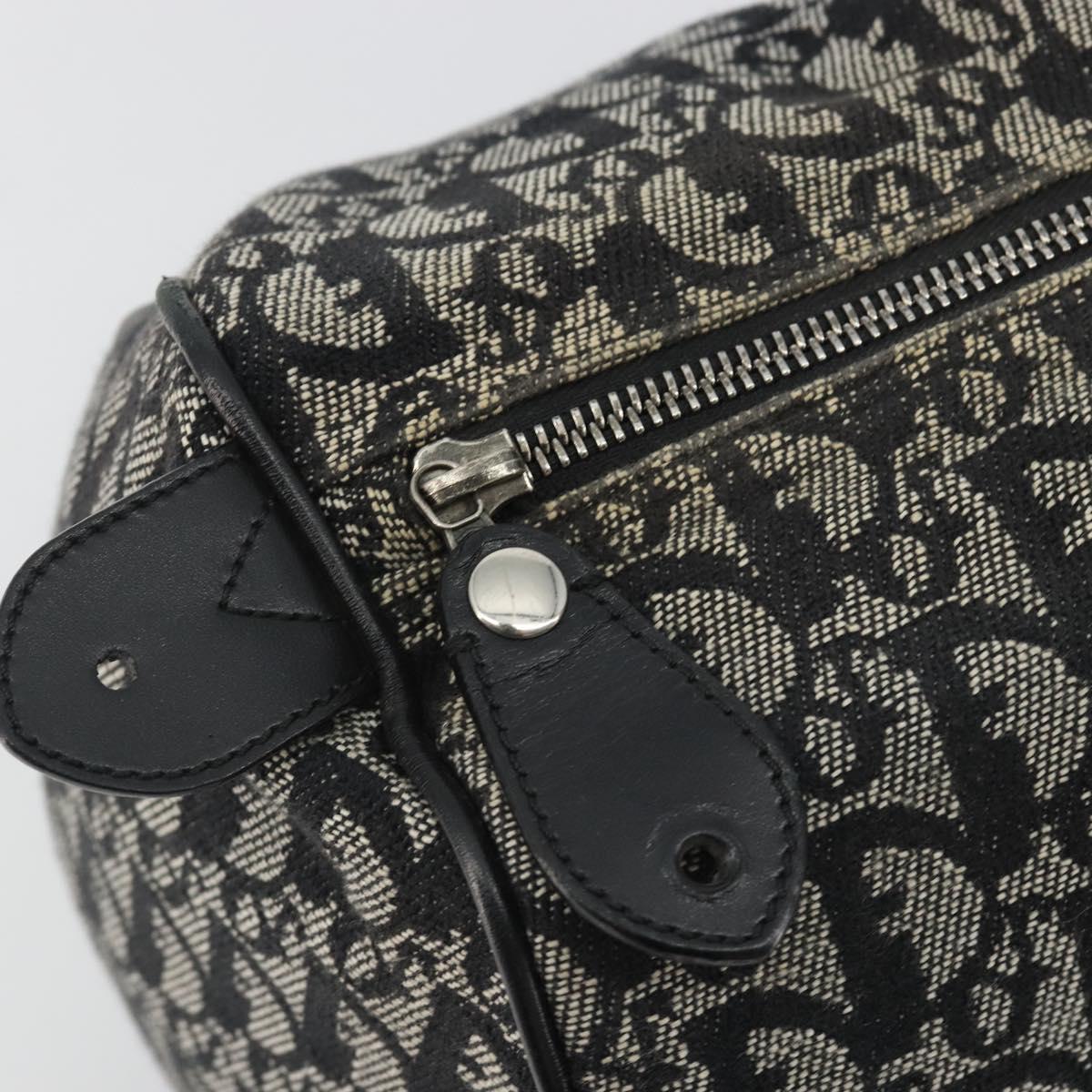 Christian Dior Trotter Canvas Hand Bag Navy Silver Auth 186666A