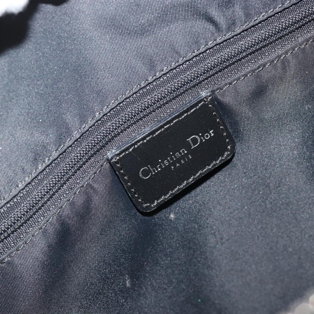 Christian Dior Trotter Canvas Hand Bag Navy Silver Auth 186666A