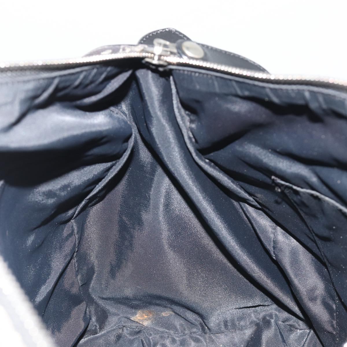 Christian Dior Trotter Canvas Hand Bag Navy Silver Auth 186666A