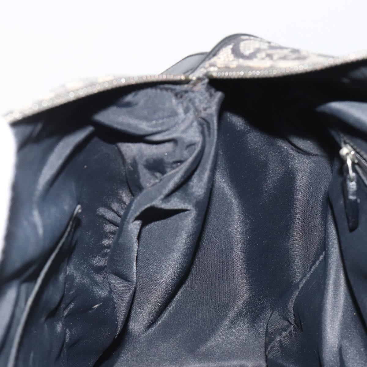 Christian Dior Trotter Canvas Hand Bag Navy Silver Auth 186666A