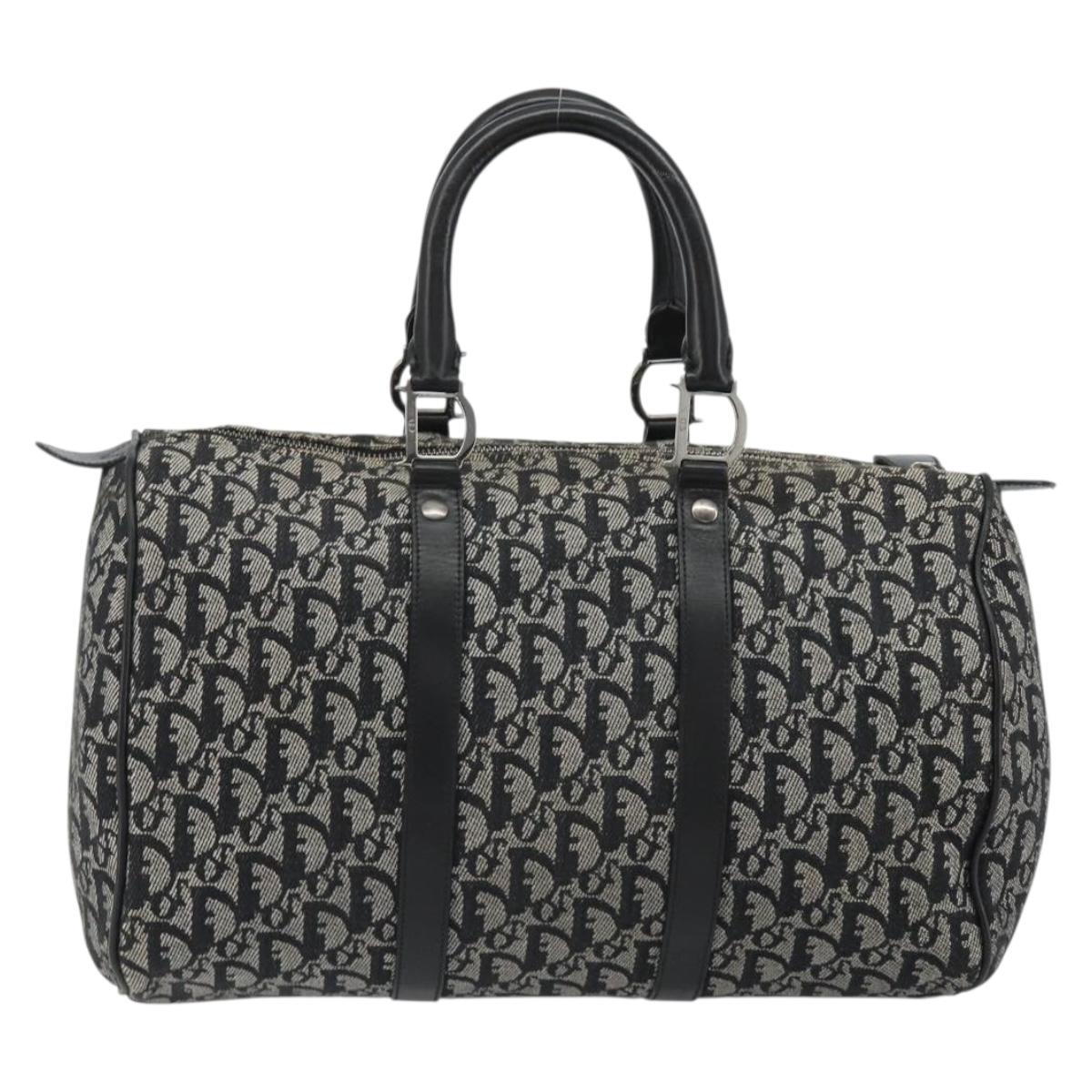 Christian Dior Trotter Canvas Hand Bag Navy Silver Auth 186666A