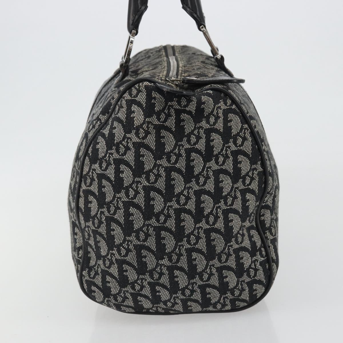 Christian Dior Trotter Canvas Hand Bag Navy Silver Auth 186666A