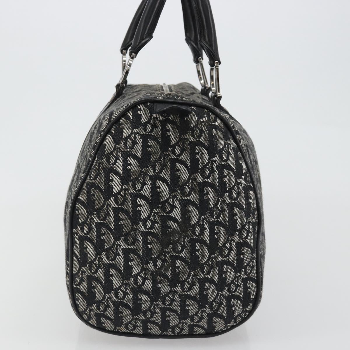 Christian Dior Trotter Canvas Hand Bag Navy Silver Auth 186666A
