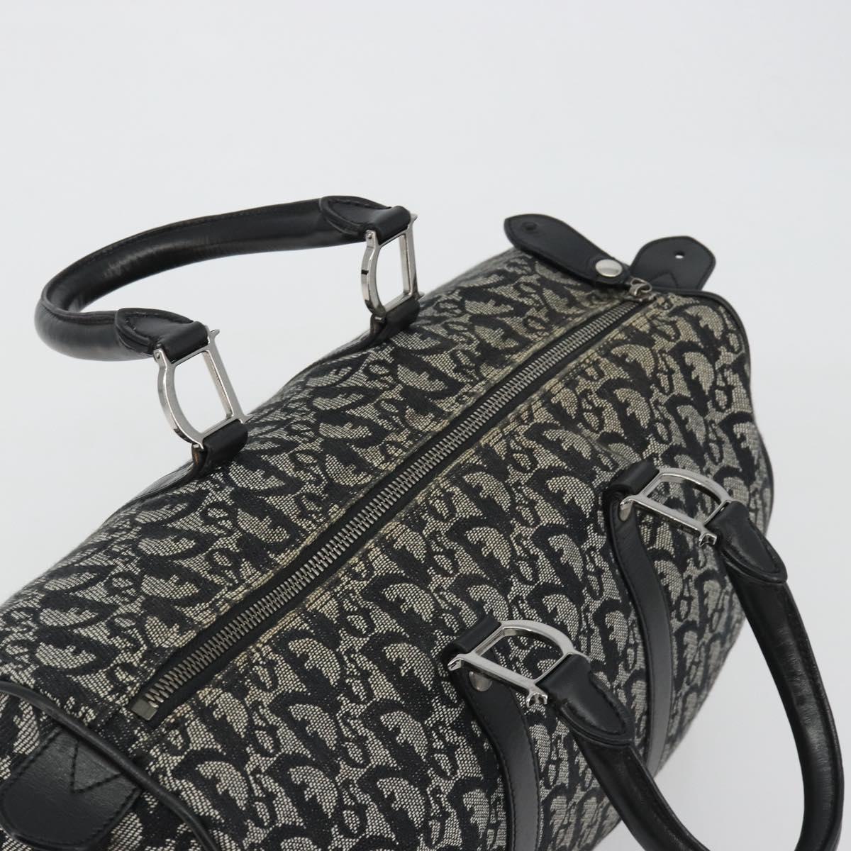 Christian Dior Trotter Canvas Hand Bag Navy Silver Auth 186666A