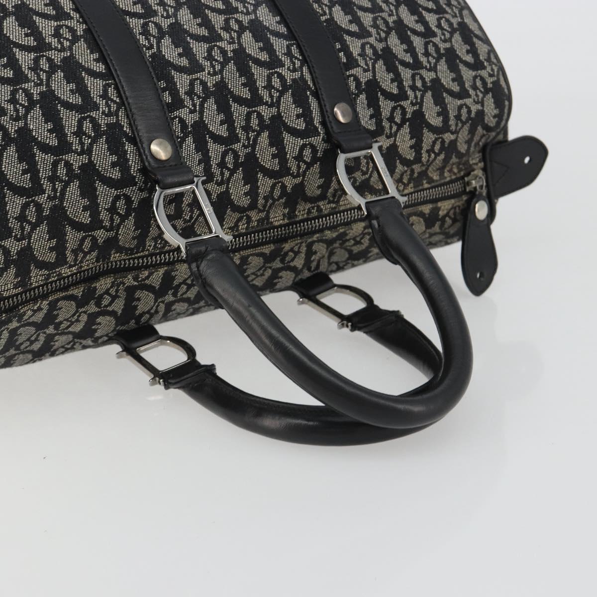 Christian Dior Trotter Canvas Hand Bag Navy Silver Auth 186666A