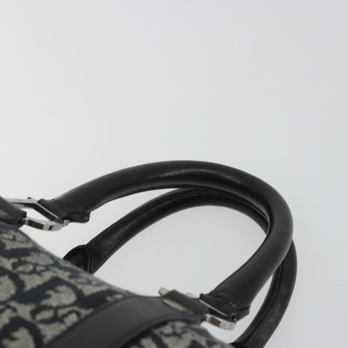 Christian Dior Trotter Canvas Hand Bag Navy Silver Auth 186666A