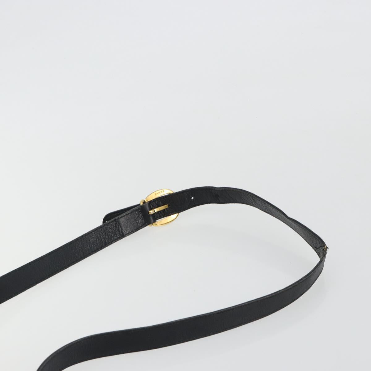 GUCCI Horsebit Shoulder Bag Leather Black Gold Auth 186667