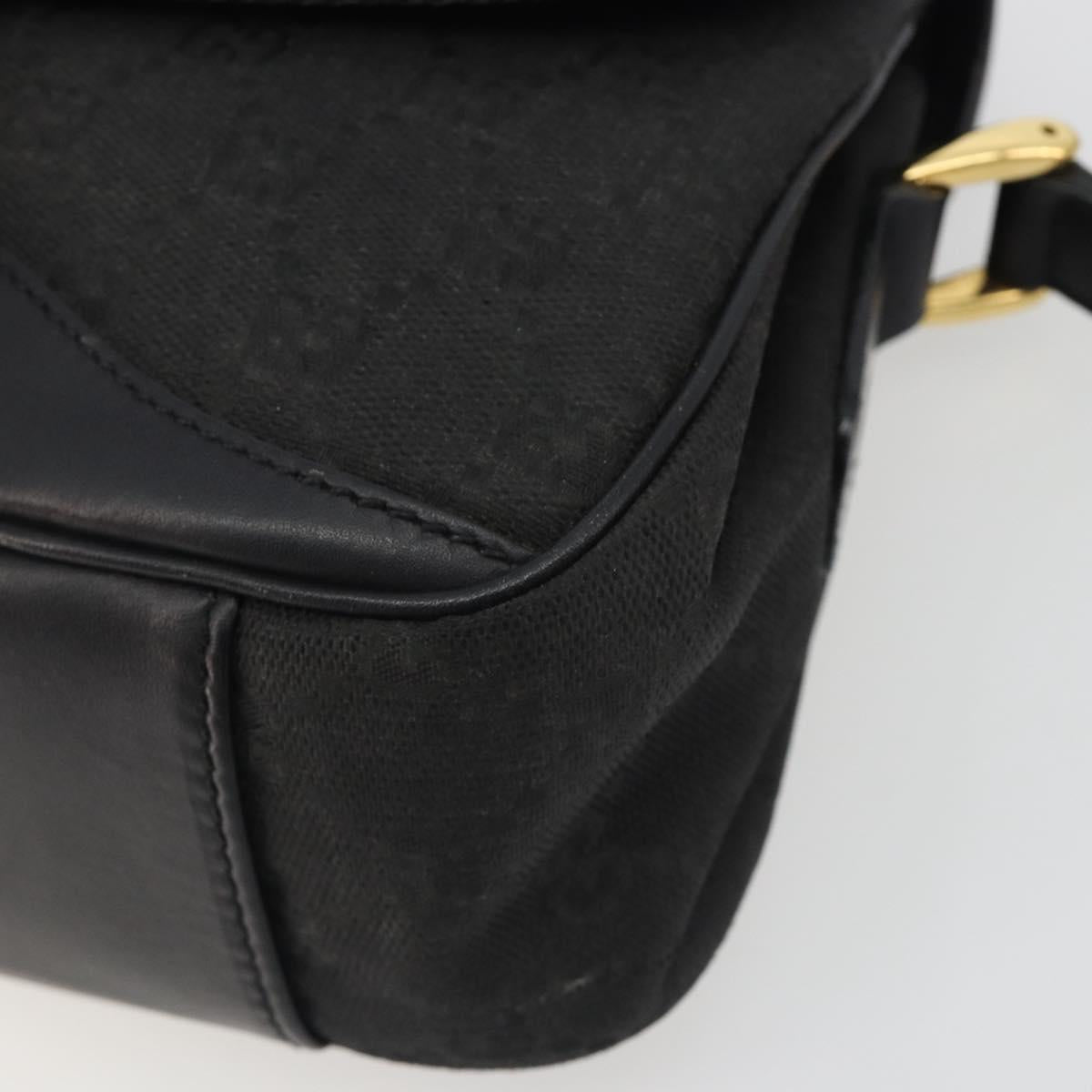 GUCCI GG Canvas Shoulder Bag Black Gold Auth 186668