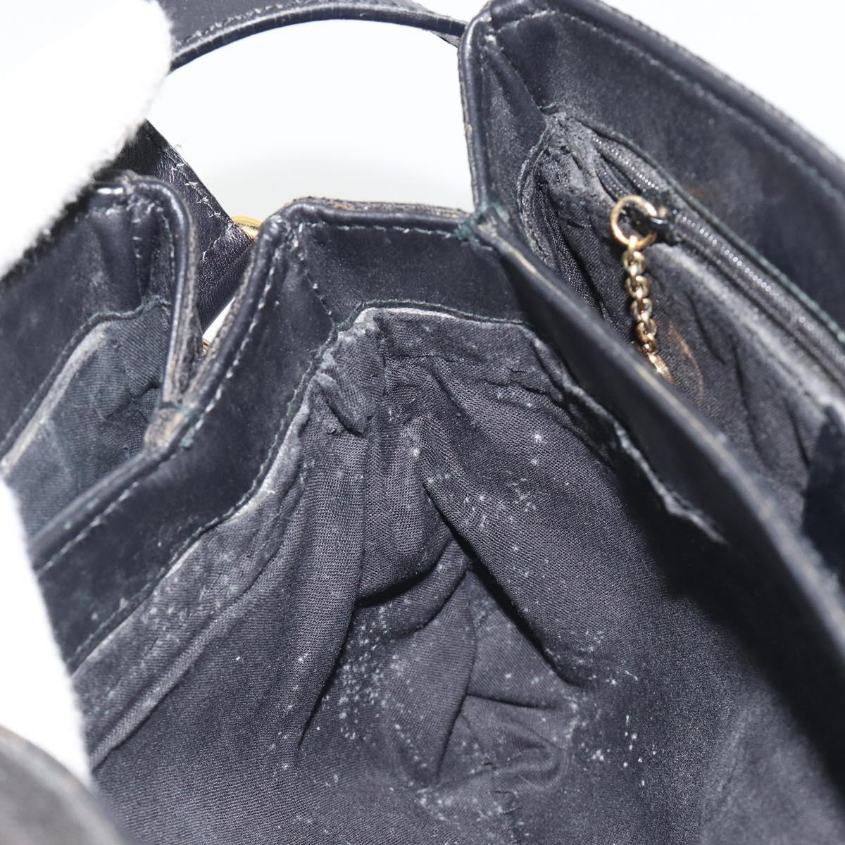 GUCCI GG Canvas Shoulder Bag Black Gold Auth 186668