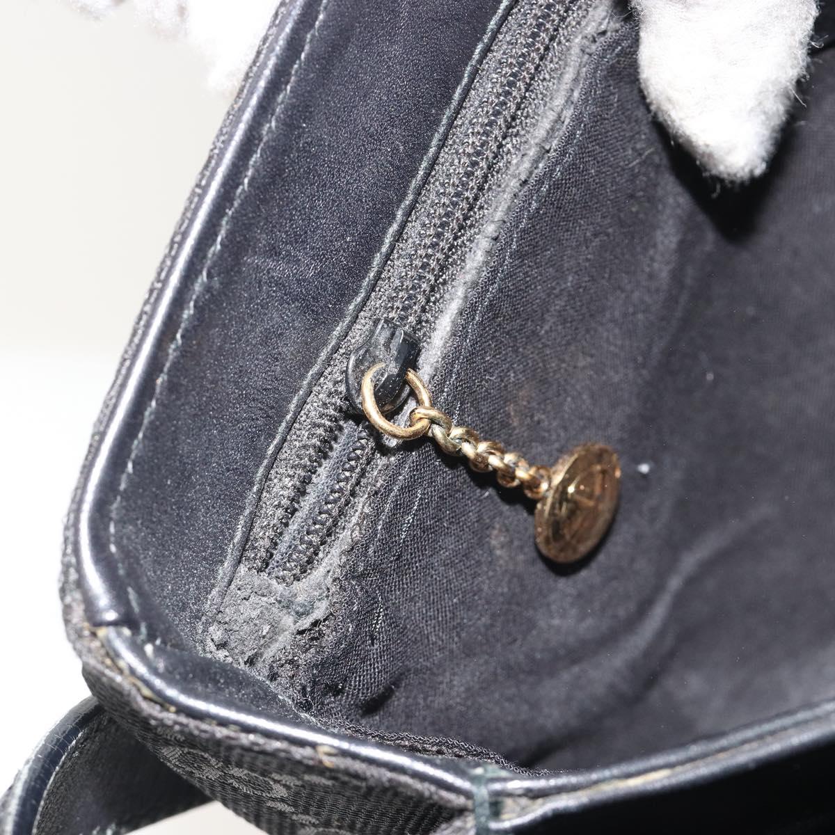 GUCCI GG Canvas Shoulder Bag Black Gold Auth 186668