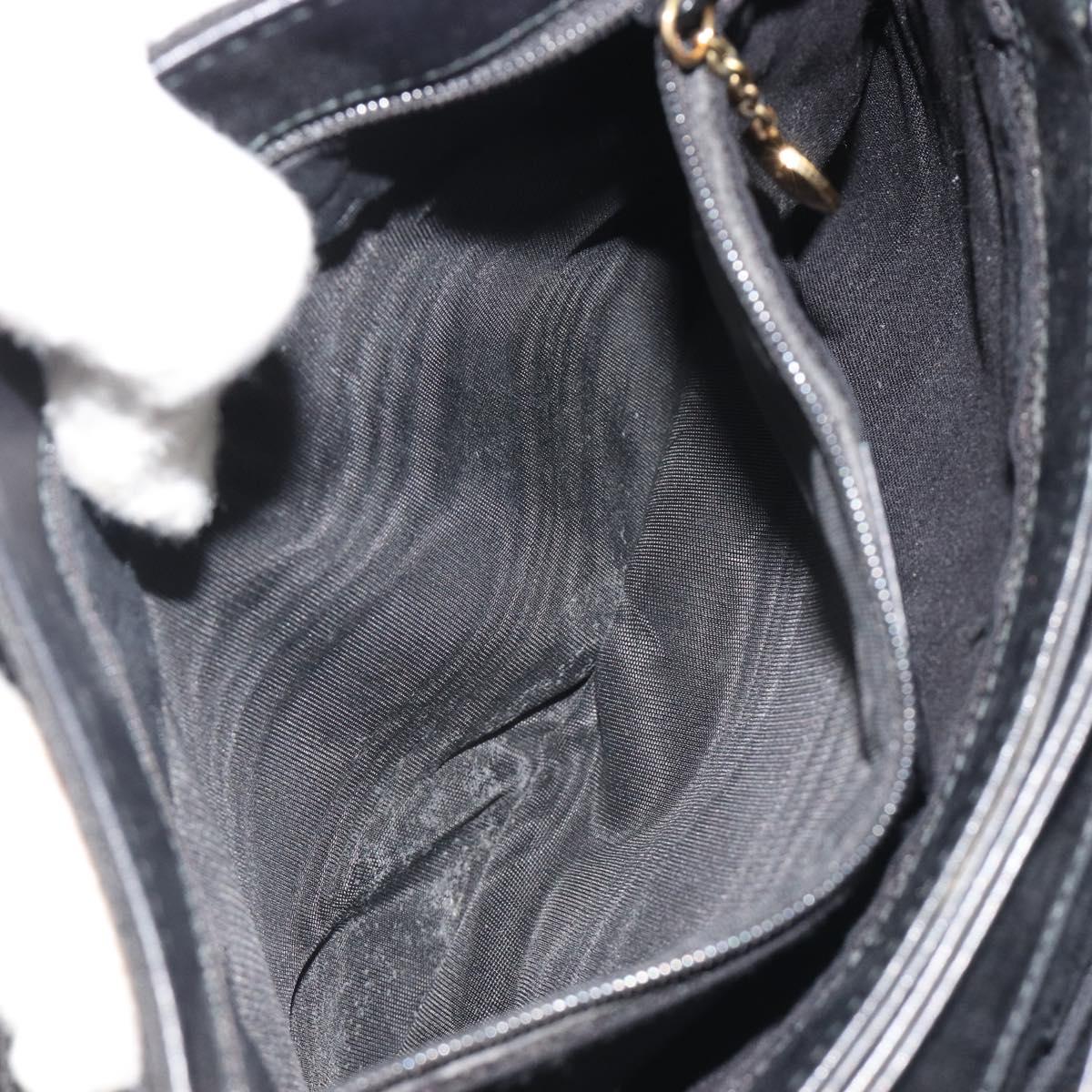 GUCCI GG Canvas Shoulder Bag Black Gold Auth 186668