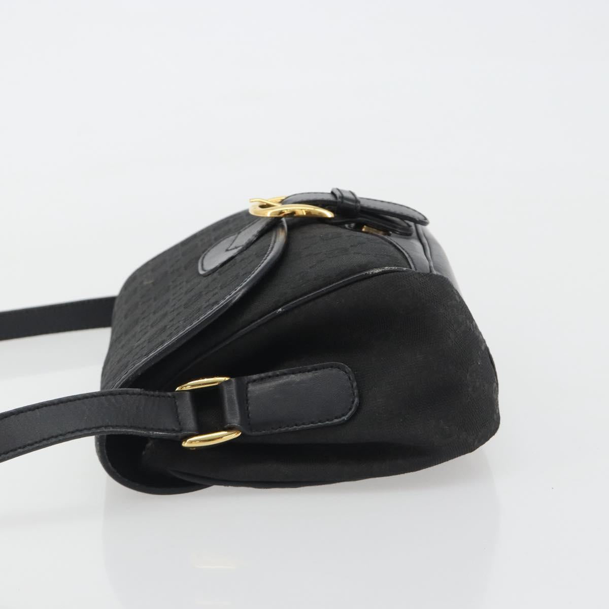 GUCCI GG Canvas Shoulder Bag Black Gold Auth 186668