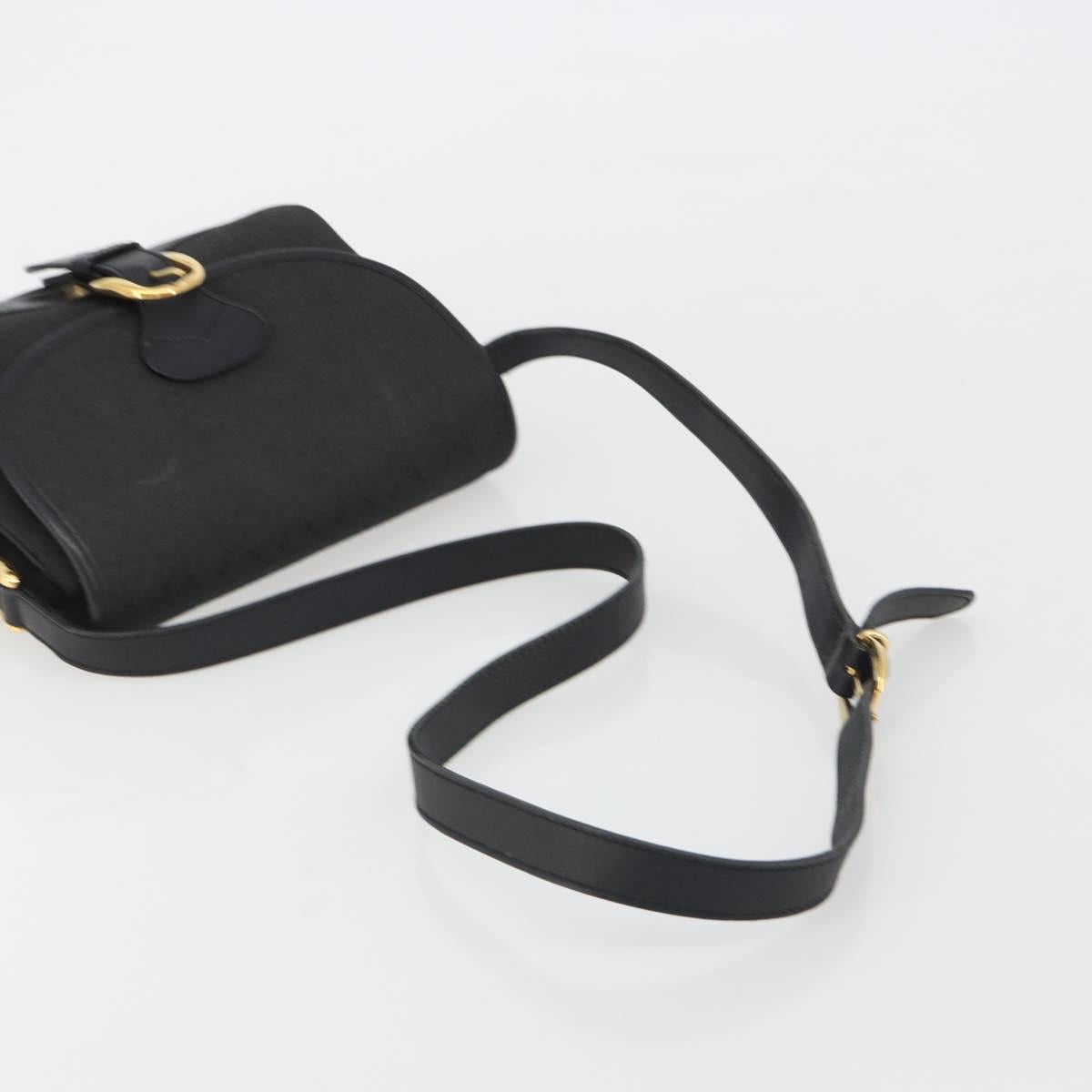 GUCCI GG Canvas Shoulder Bag Black Gold Auth 186668