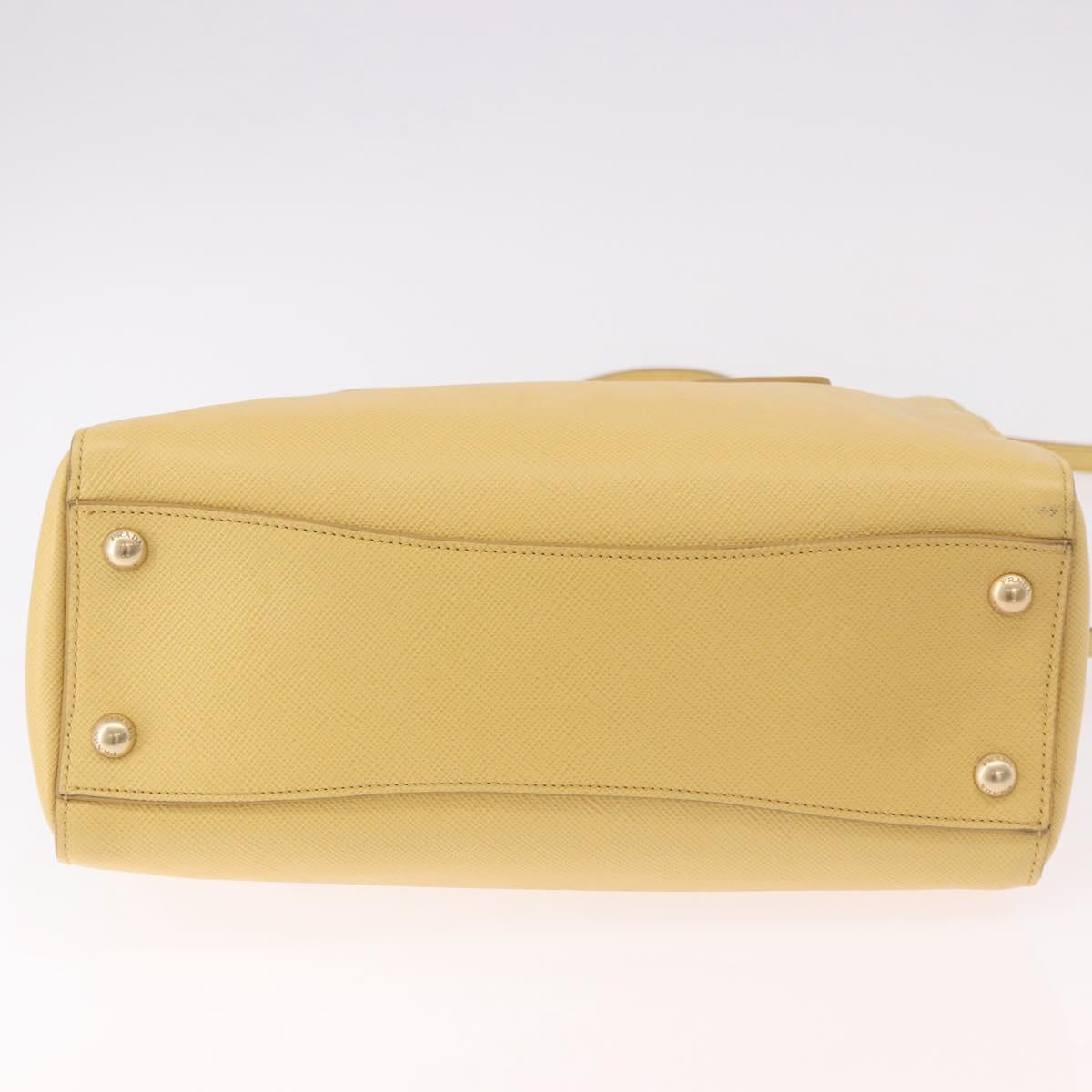 PRADA Hand Bag Safiano leather 2way Yellow Gold Auth 186670A