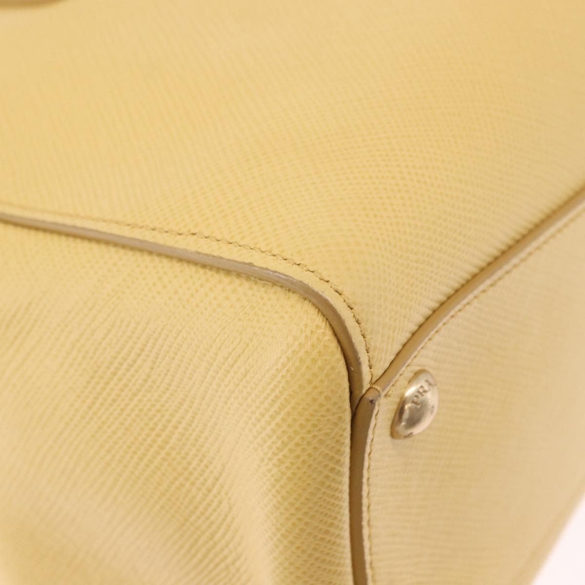 PRADA Hand Bag Safiano leather 2way Yellow Gold Auth 186670A
