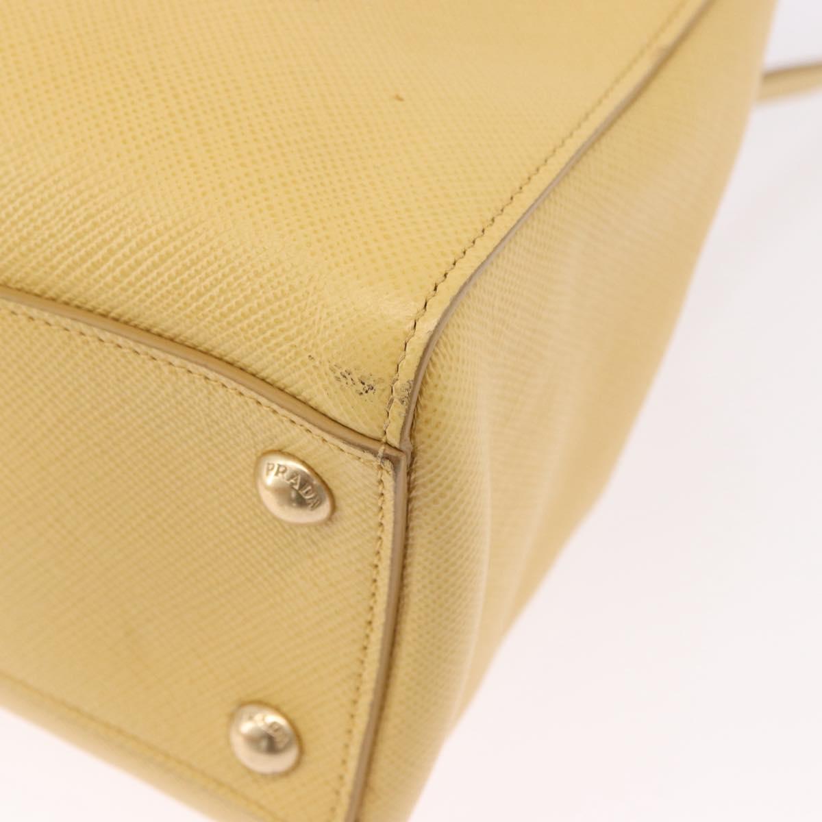 PRADA Hand Bag Safiano leather 2way Yellow Gold Auth 186670A