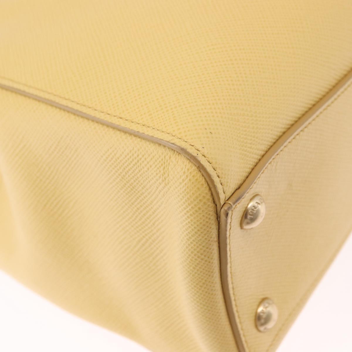 PRADA Hand Bag Safiano leather 2way Yellow Gold Auth 186670A