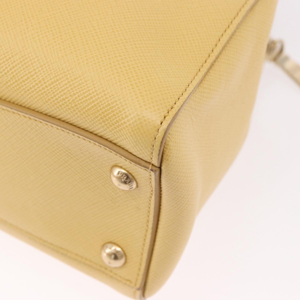 PRADA Hand Bag Safiano leather 2way Yellow Gold Auth 186670A
