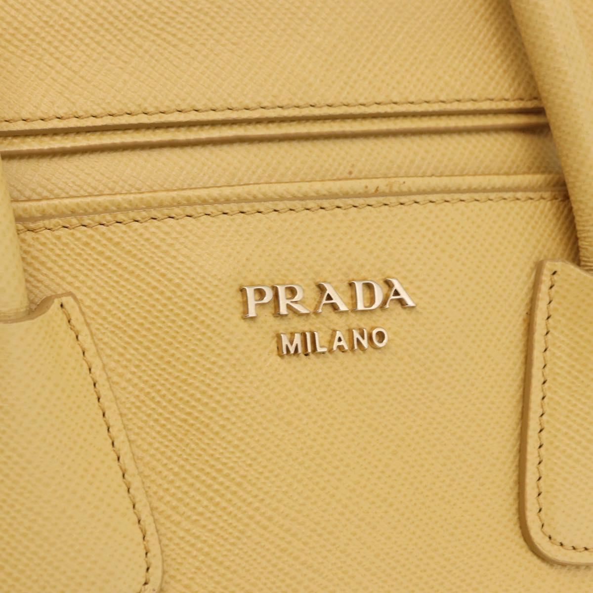 PRADA Hand Bag Safiano leather 2way Yellow Gold Auth 186670A