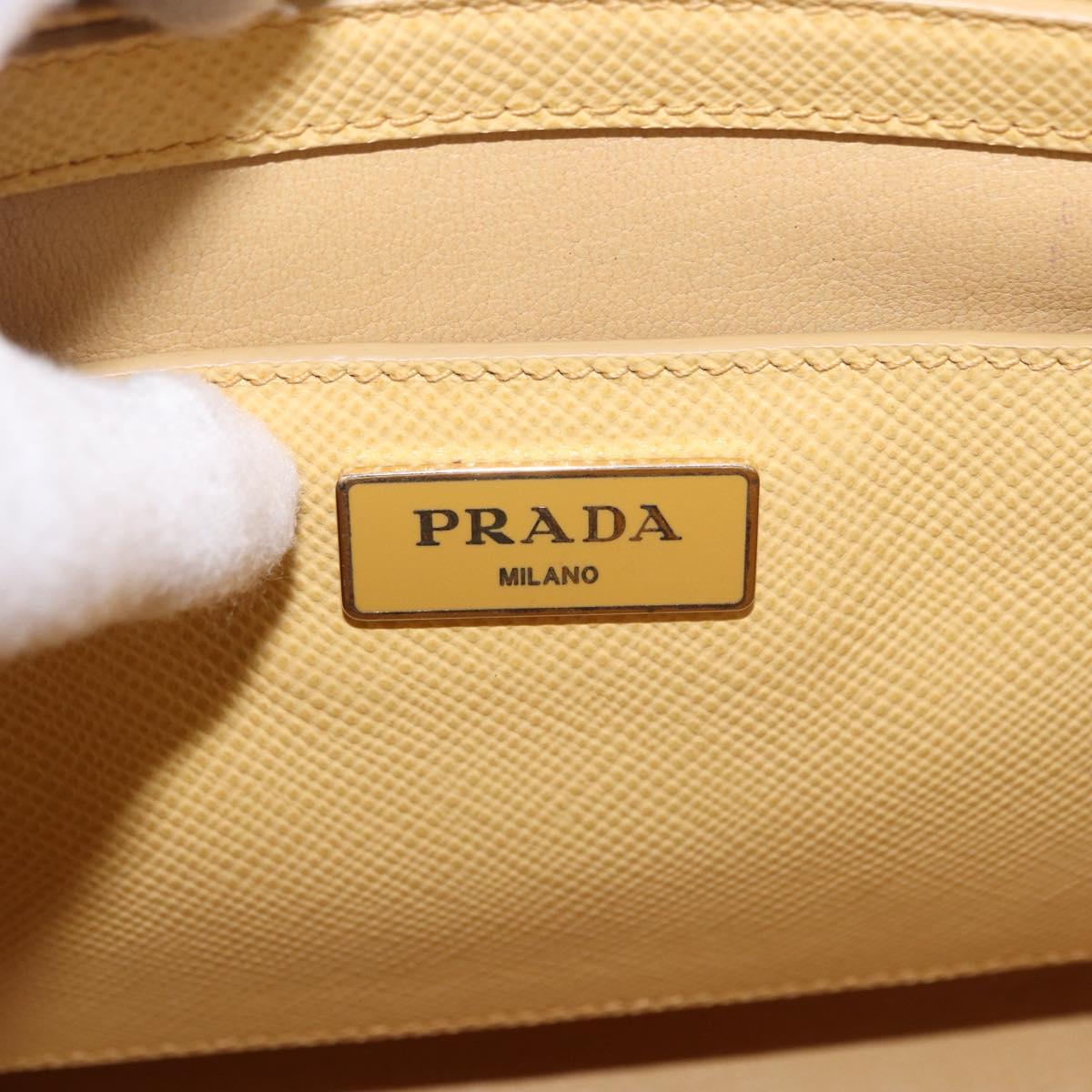 PRADA Hand Bag Safiano leather 2way Yellow Gold Auth 186670A