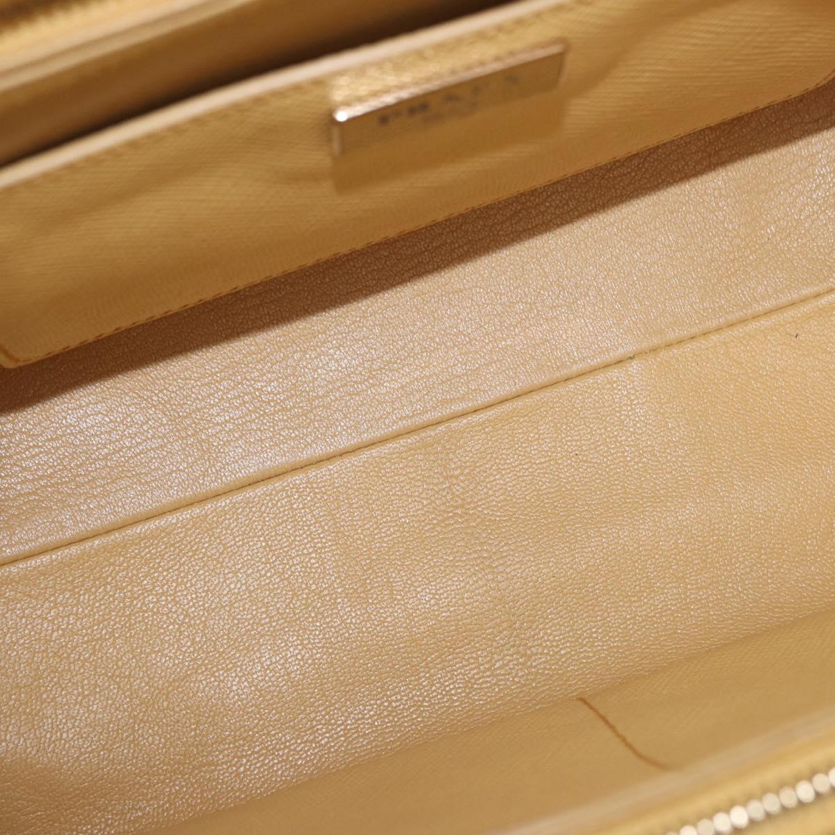 PRADA Hand Bag Safiano leather 2way Yellow Gold Auth 186670A