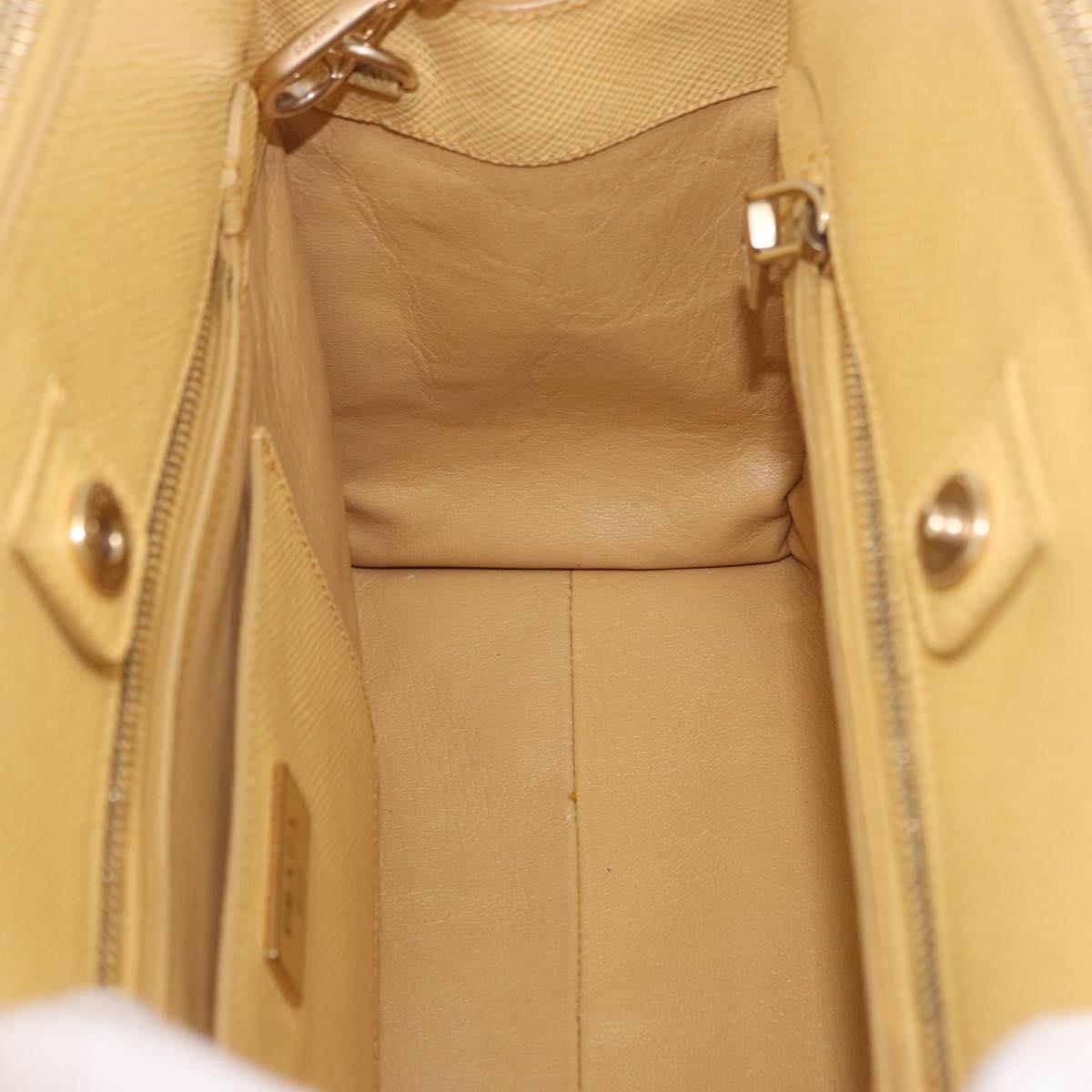 PRADA Hand Bag Safiano leather 2way Yellow Gold Auth 186670A