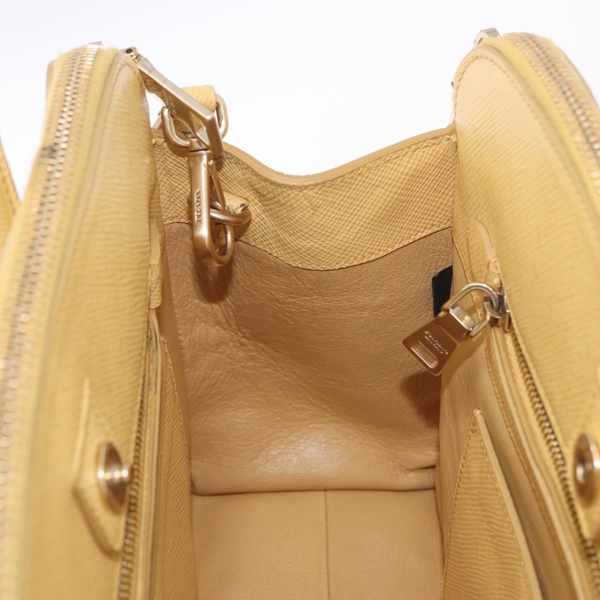 PRADA Hand Bag Safiano leather 2way Yellow Gold Auth 186670A