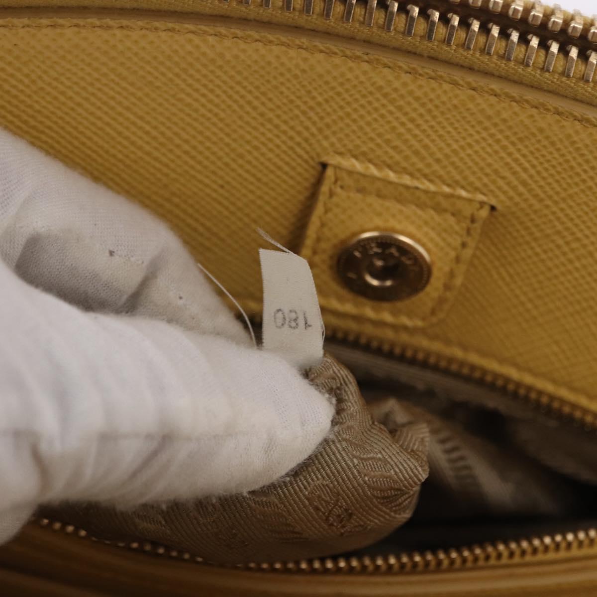 PRADA Hand Bag Safiano leather 2way Yellow Gold Auth 186670A