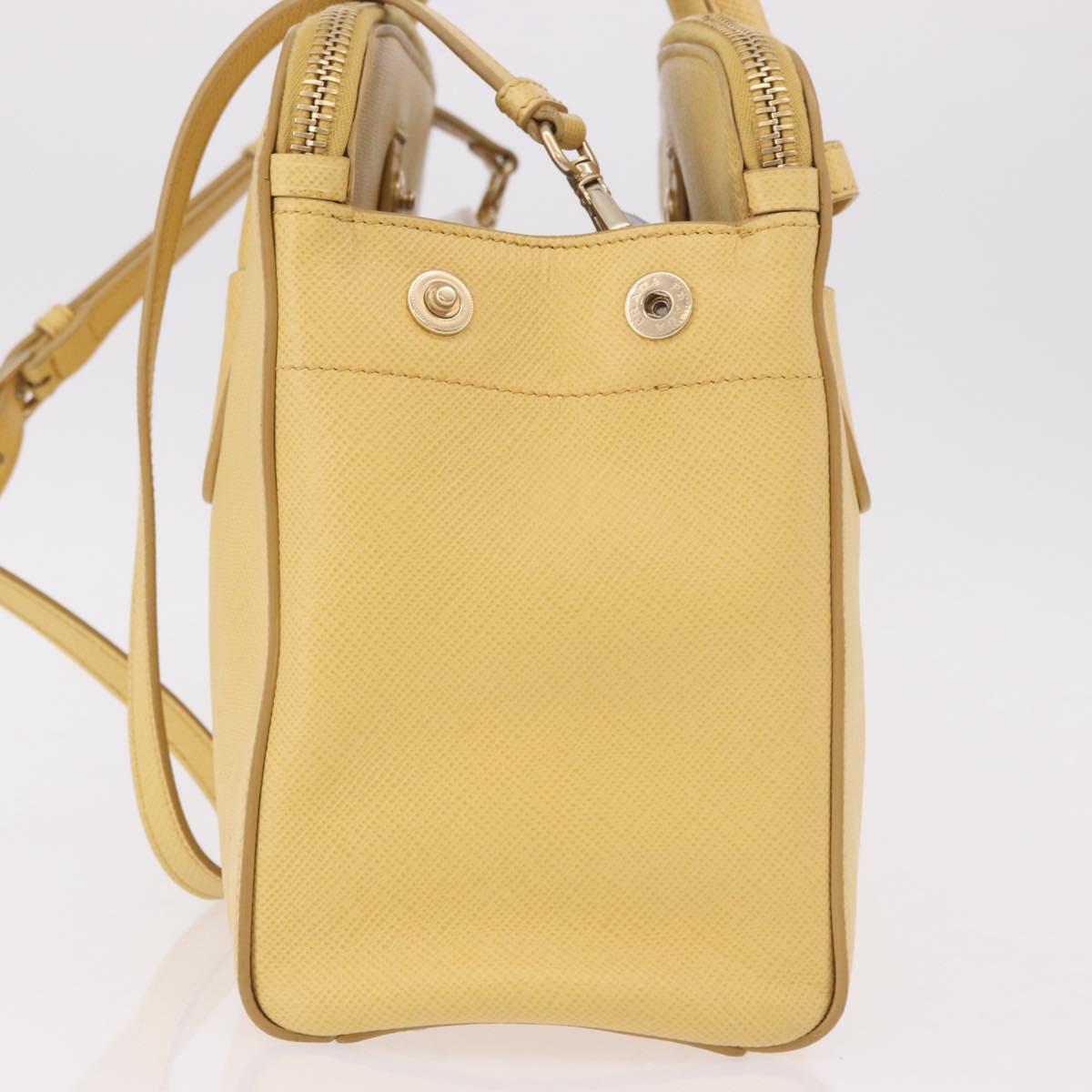 PRADA Hand Bag Safiano leather 2way Yellow Gold Auth 186670A