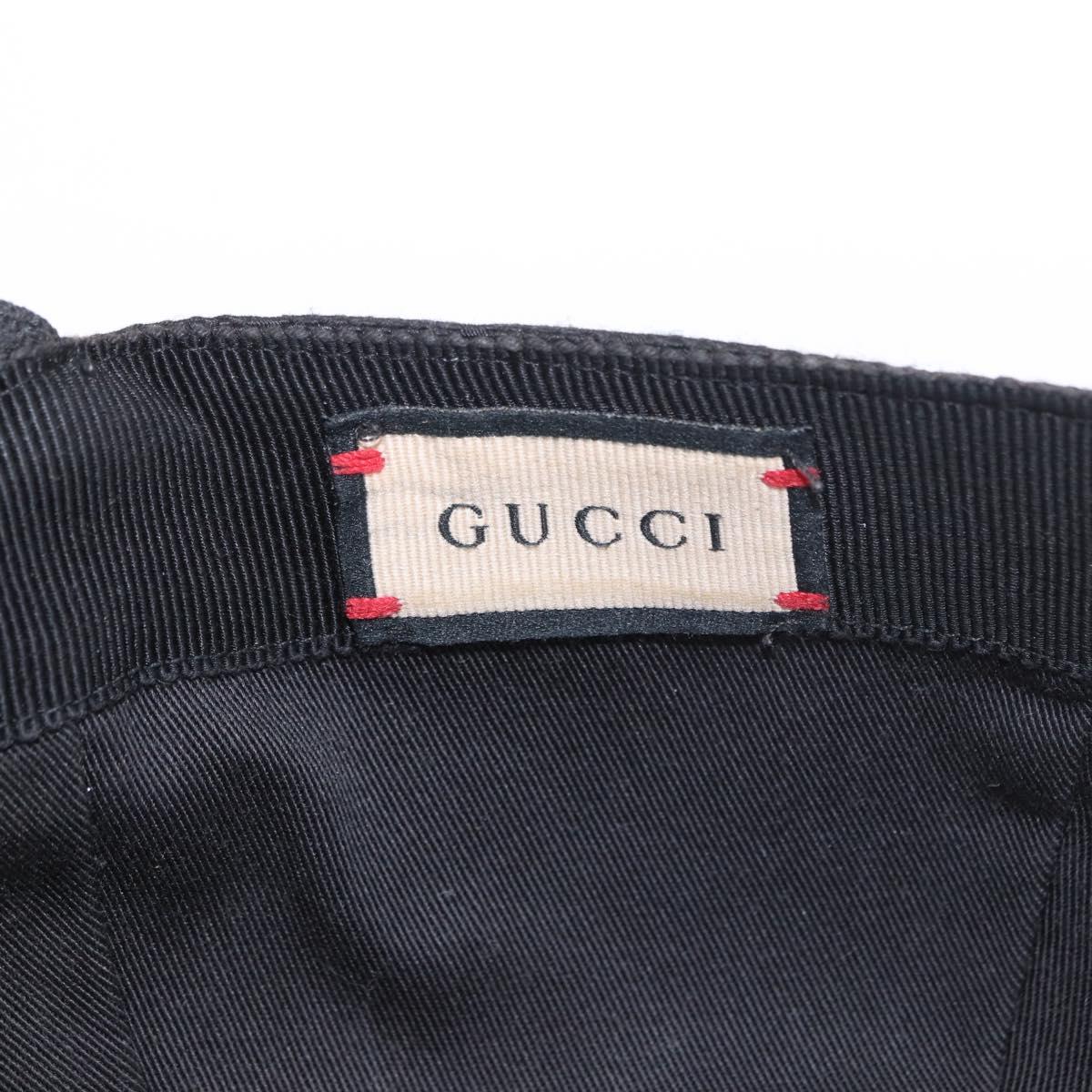 GUCCI GG Canvas Web Sherry Line Cap M Black Gold 200035 Auth 186671A