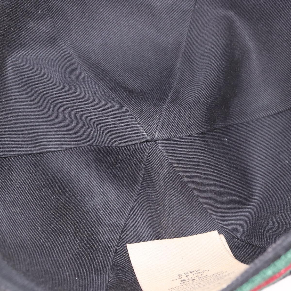 GUCCI GG Canvas Web Sherry Line Cap M Black Gold 200035 Auth 186671A