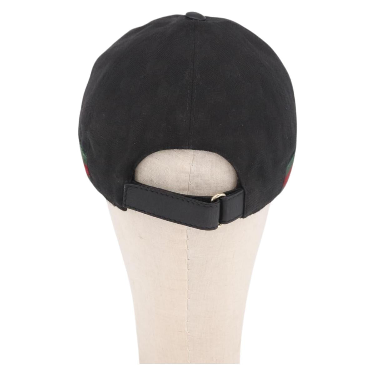 GUCCI GG Canvas Web Sherry Line Cap M Black Gold 200035 Auth 186671A