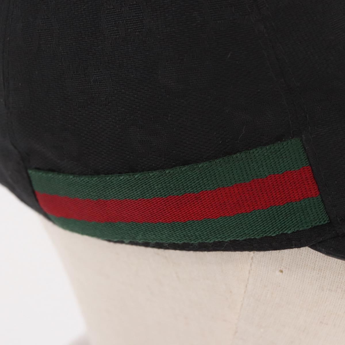 GUCCI GG Canvas Web Sherry Line Cap M Black Gold 200035 Auth 186671A