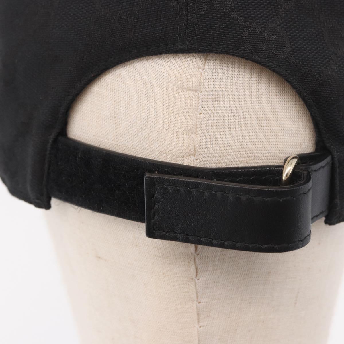 GUCCI GG Canvas Web Sherry Line Cap M Black Gold 200035 Auth 186672A