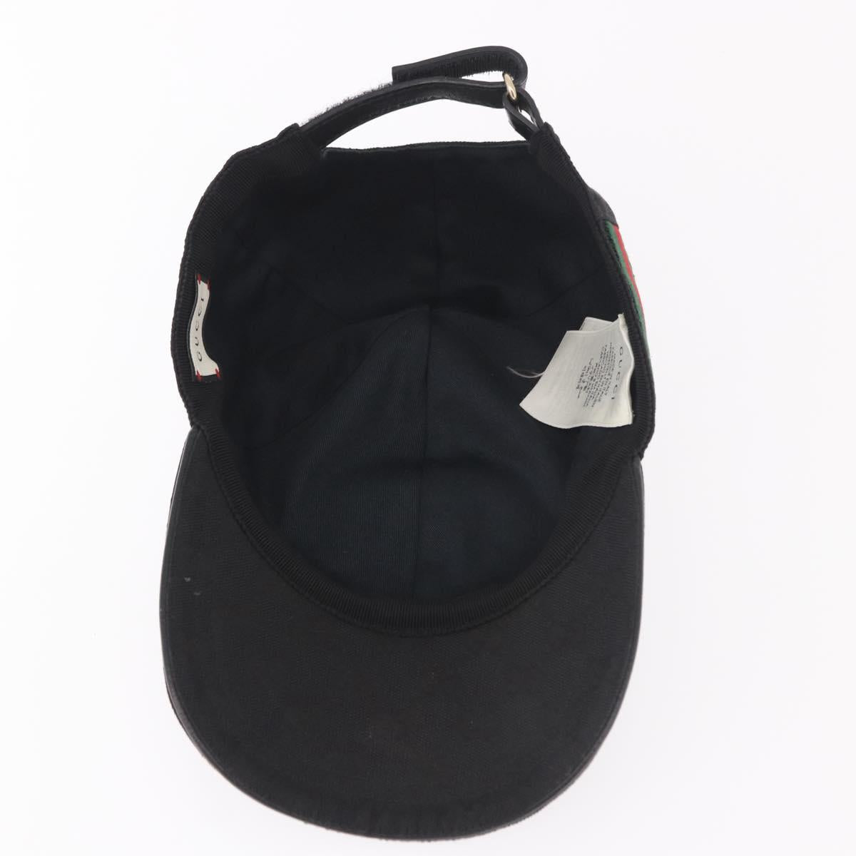 GUCCI GG Canvas Web Sherry Line Cap M Black Gold 200035 Auth 186672A