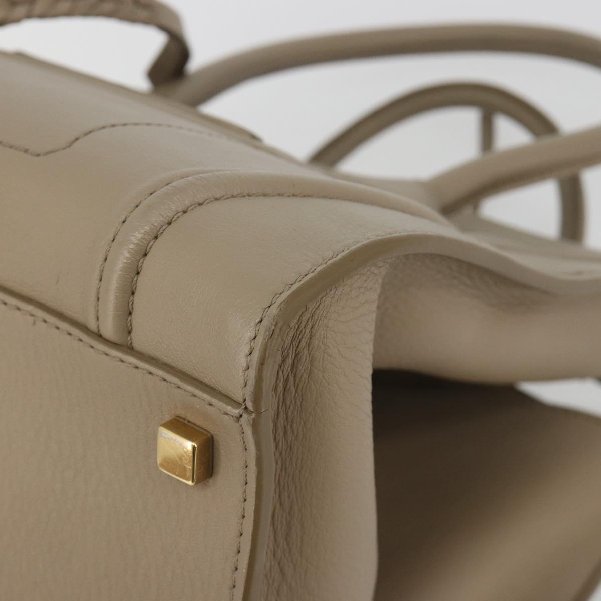 CELINE Luggage Phantom Hand Bag Leather Beige Gold Auth 186673A