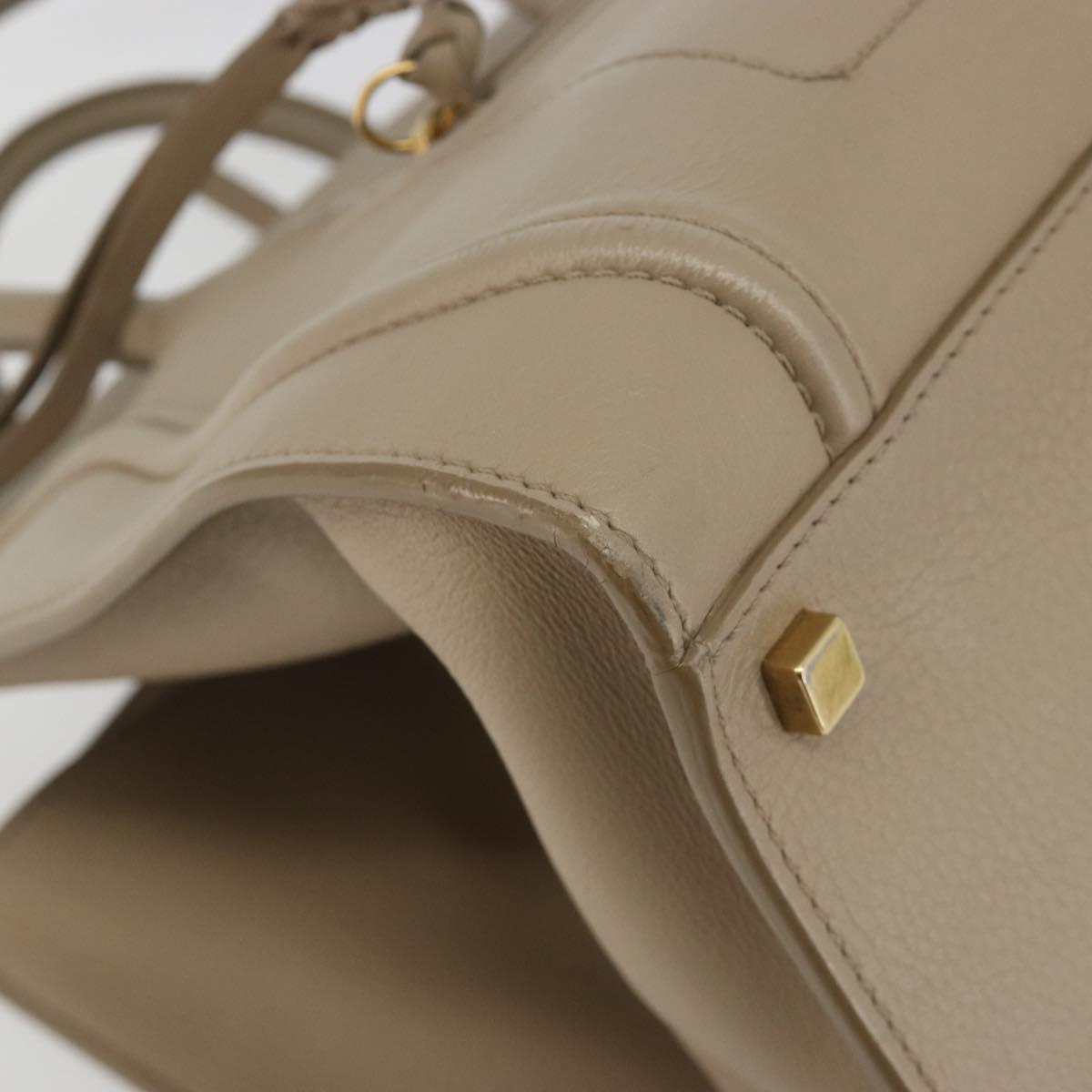 CELINE Luggage Phantom Hand Bag Leather Beige Gold Auth 186673A