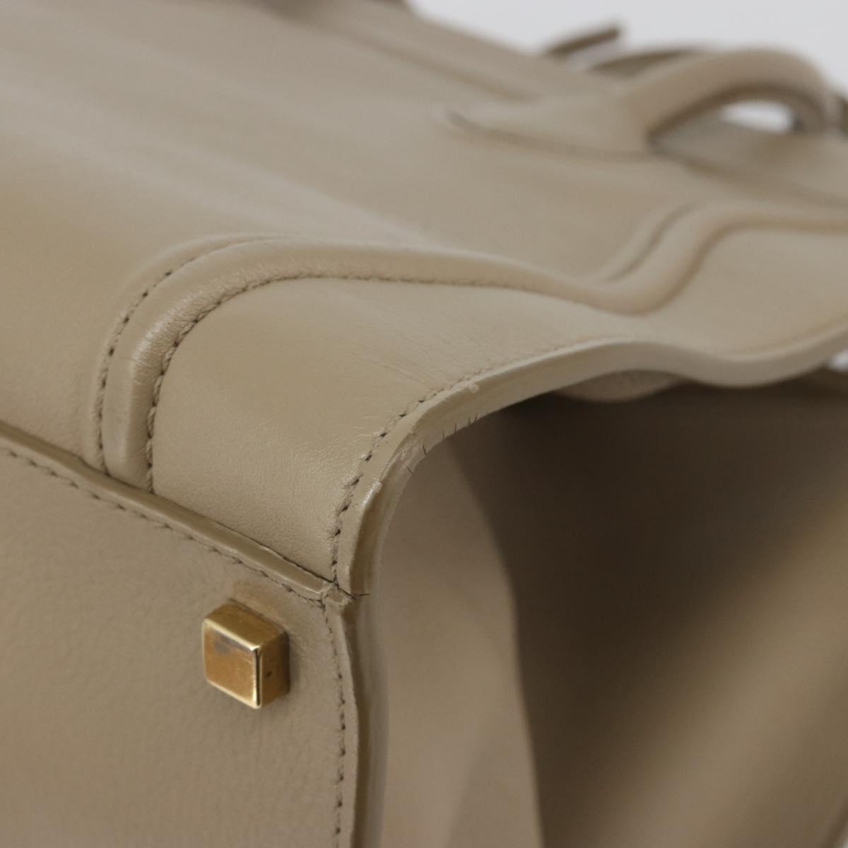 CELINE Luggage Phantom Hand Bag Leather Beige Gold Auth 186673A
