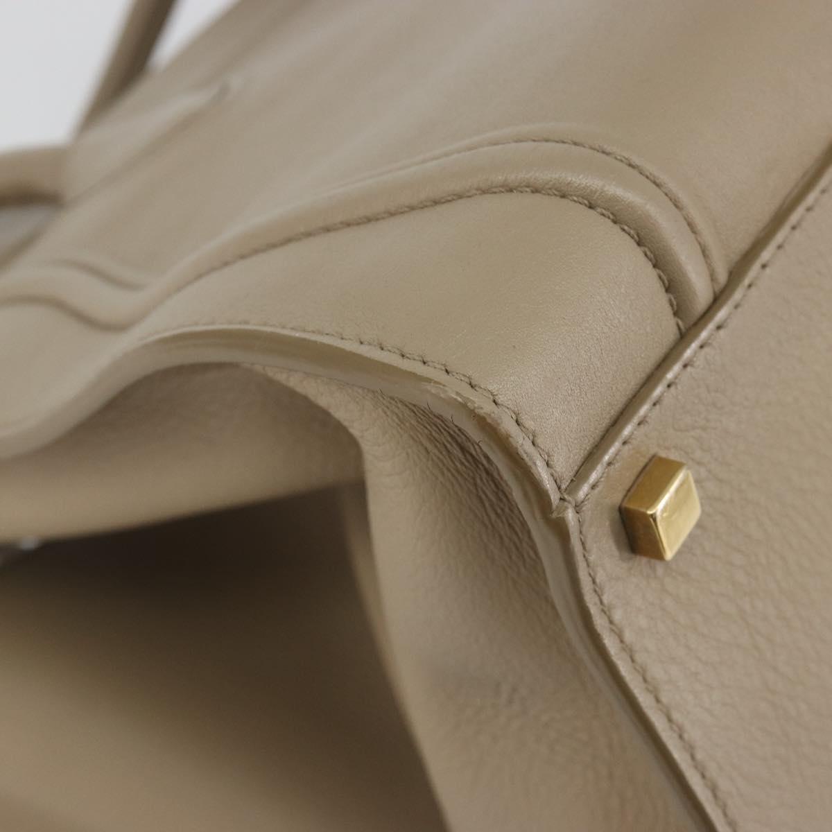 CELINE Luggage Phantom Hand Bag Leather Beige Gold Auth 186673A