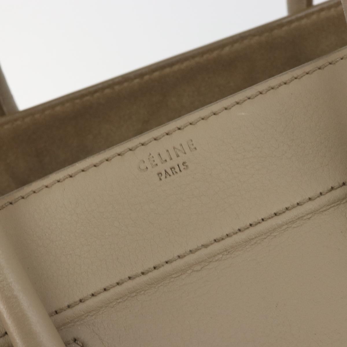 CELINE Luggage Phantom Hand Bag Leather Beige Gold Auth 186673A