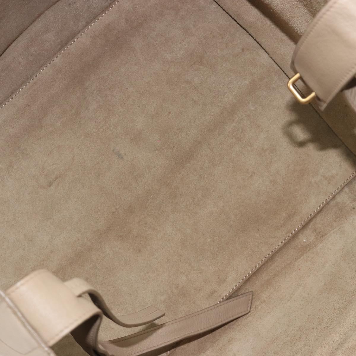 CELINE Luggage Phantom Hand Bag Leather Beige Gold Auth 186673A
