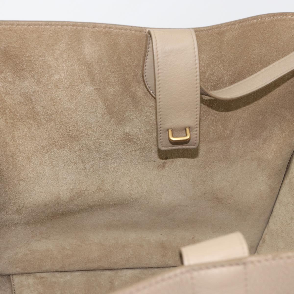 CELINE Luggage Phantom Hand Bag Leather Beige Gold Auth 186673A